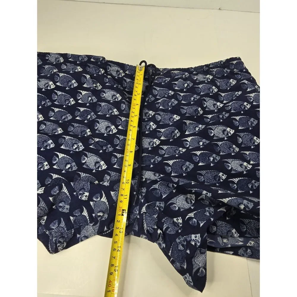Nautica Men's Navy Blue White Fish Print Board Shorts Swim Trunks Sz‎ L Fishing